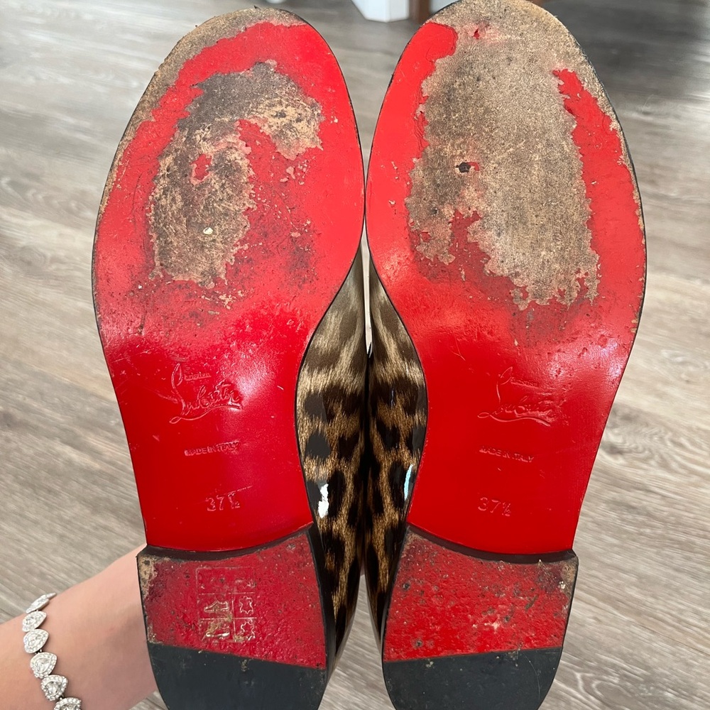 Christian Louboutin Laperouza Regal Cream and Black Cheetah Loafers - Picture 3 of 3